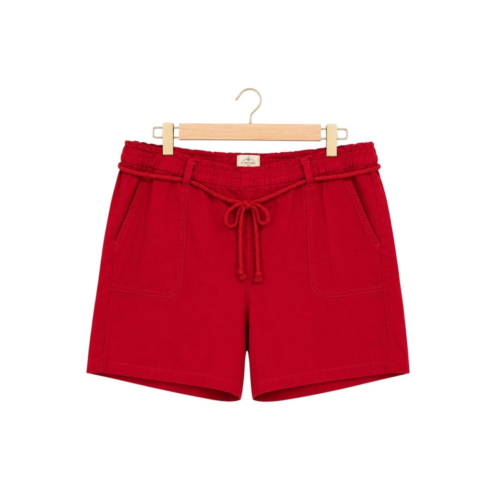 St Johns Bay Womens XL Red Linen Blend Shorts Paperbag Waist Drawstring Pockets